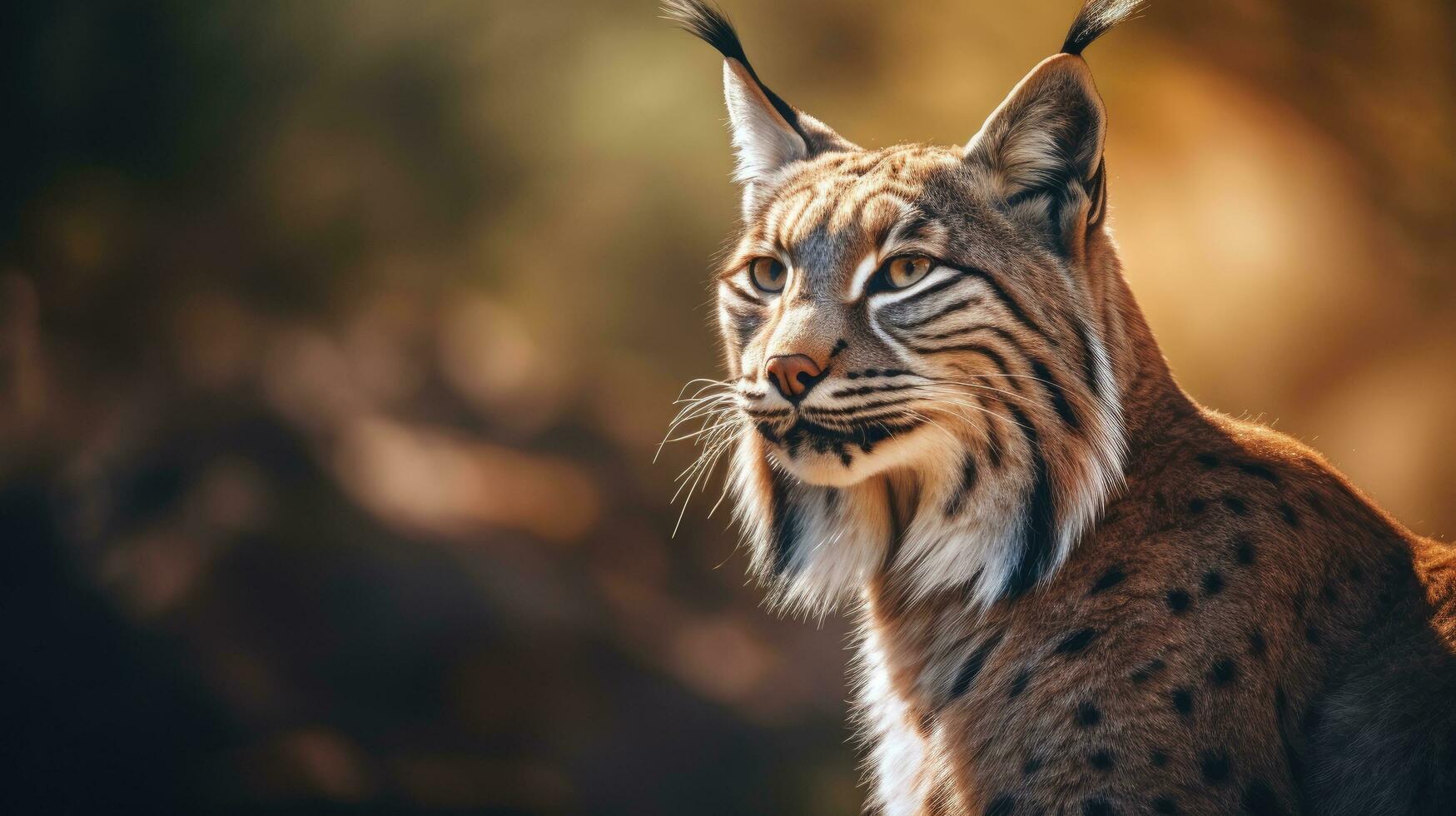 Nahansicht Aussicht von ein Erwachsene iberisch Luchs im ein Mittelmeer Eiche Wald. Welt am seltensten Tier. foto