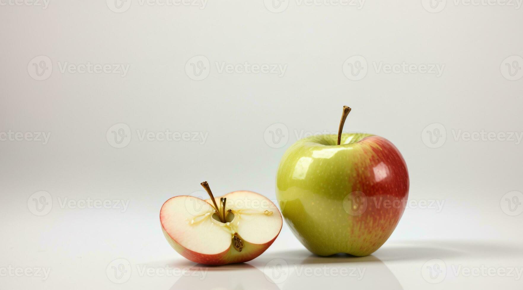 frisch Apfel mit Grün Blätter isoliert im Weiß Hintergrund foto