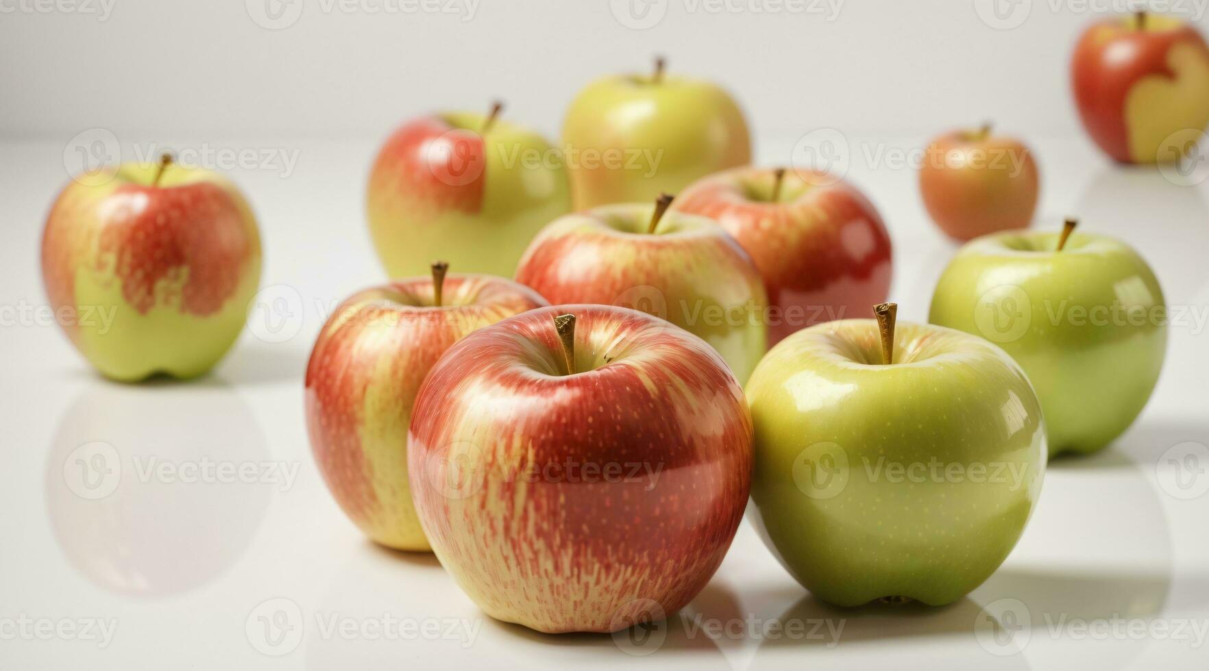 frisch Apfel mit Grün Blätter isoliert im Weiß Hintergrund foto