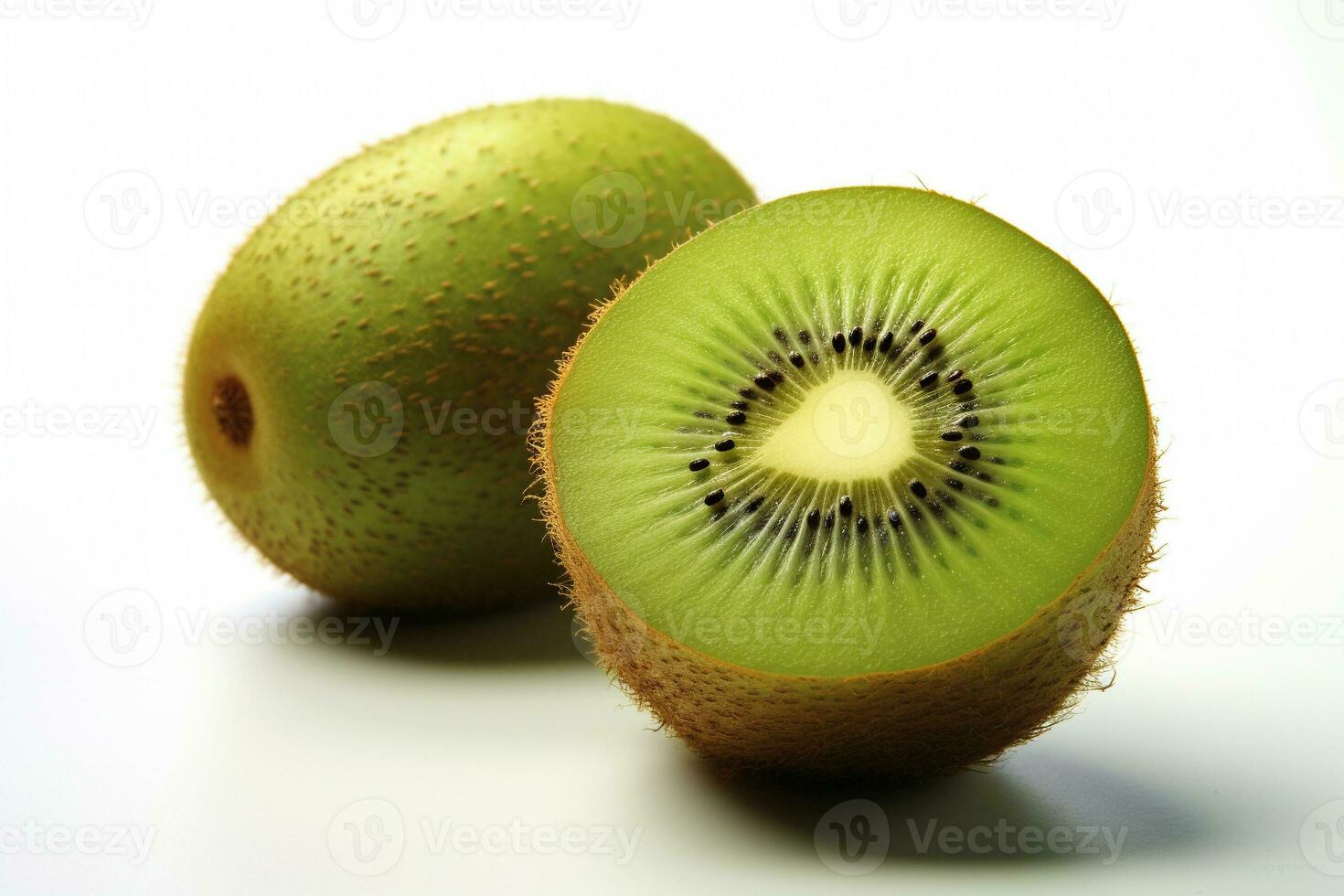 frisch Kiwi Obst auf Weiß Hintergrund generativ ai foto