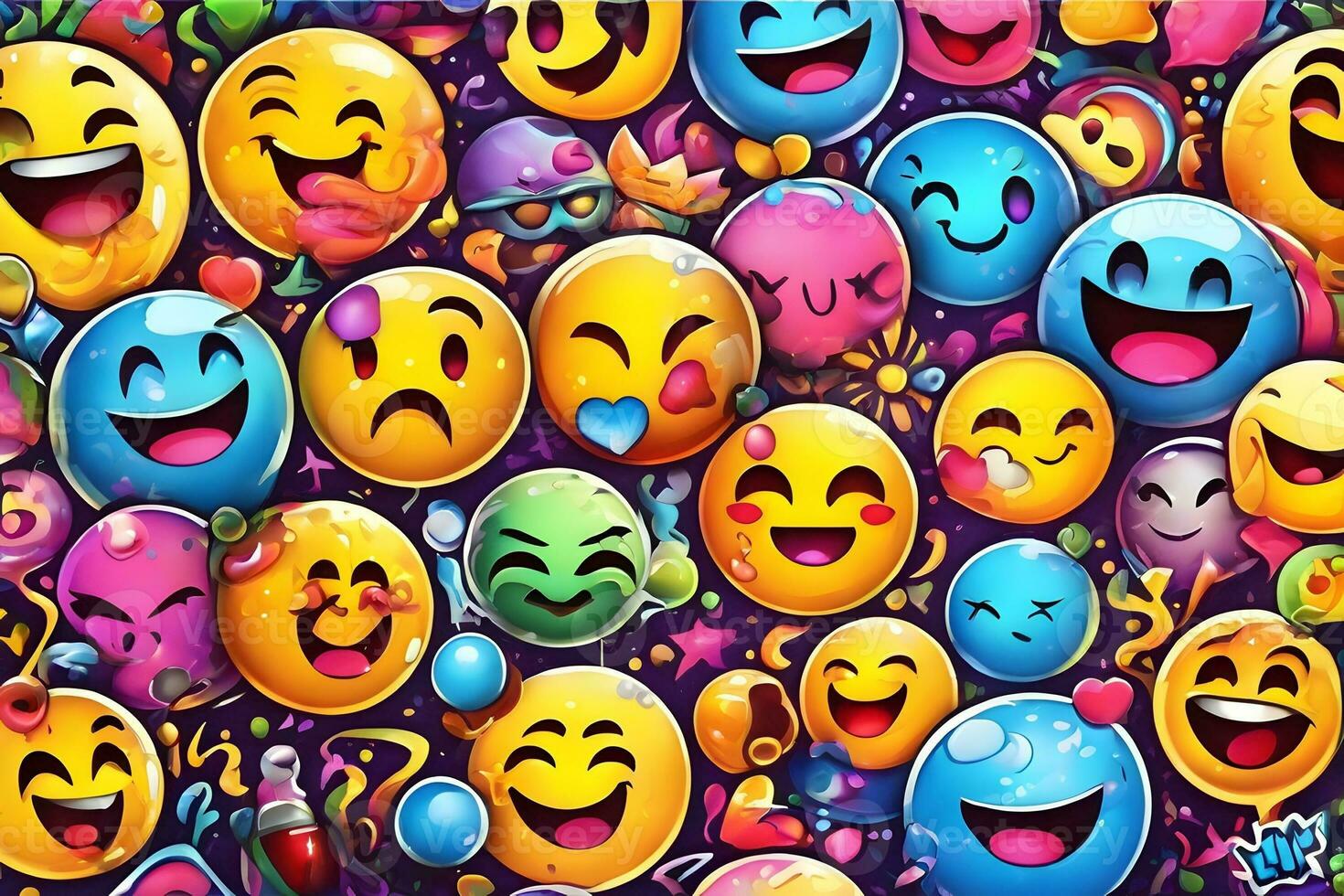 Emoji Graffiti Hintergrund, Emoji Graffiti Hintergrund, Emoji Graffiti Muster, Graffiti Hintergrund, Graffiti Kunst, Graffiti Hintergrund, ai generativ foto