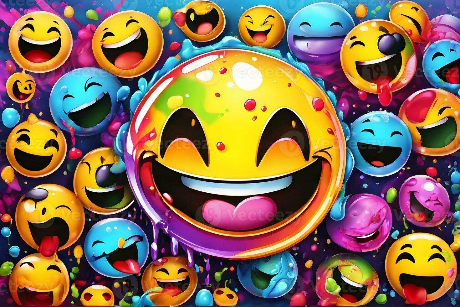 Emoji Graffiti Hintergrund, Emoji Graffiti Hintergrund, Emoji Graffiti Muster, Graffiti Hintergrund, Graffiti Kunst, Graffiti Hintergrund, ai generativ foto