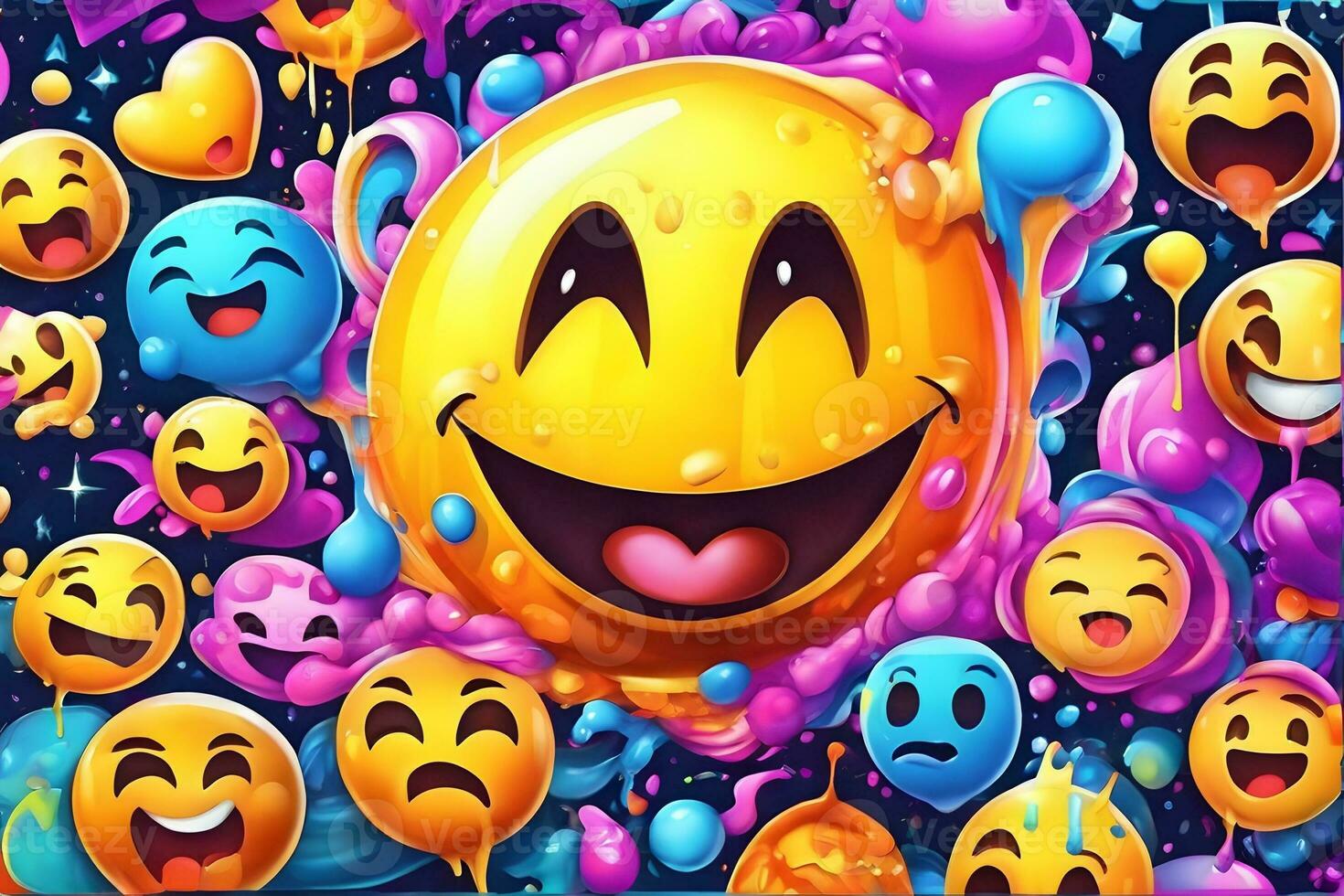 Emoji Graffiti Hintergrund, Emoji Graffiti Hintergrund, Emoji Graffiti Muster, Graffiti Hintergrund, Graffiti Kunst, Graffiti Hintergrund, ai generativ foto