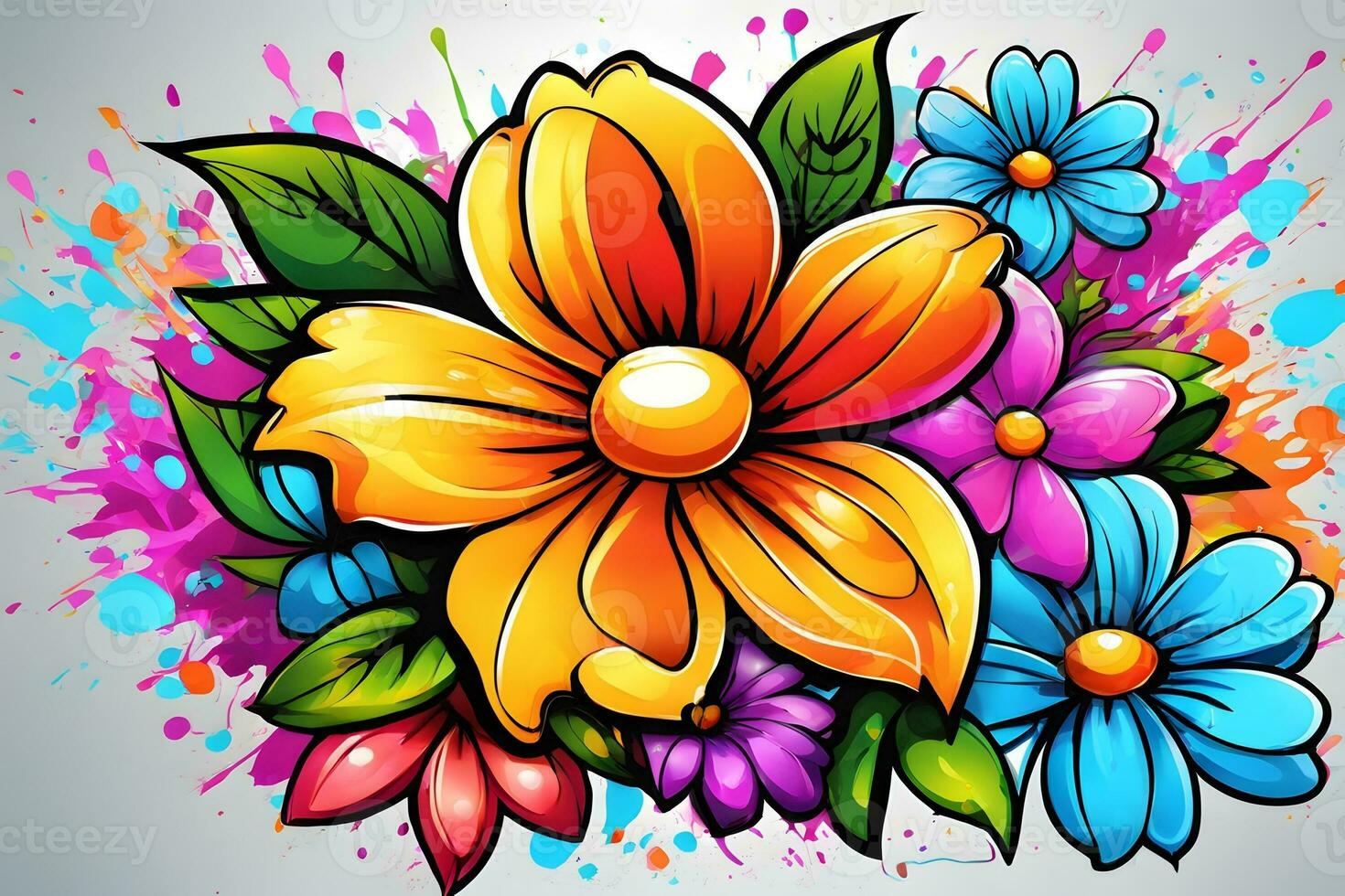 Blume Graffiti Hintergrund, Graffiti Hintergrund, Blumen- Graffiti Muster, Blume Graffiti Hintergrund, Blume Graffiti Kunst, Blumen- Graffiti malen, ai generativ foto