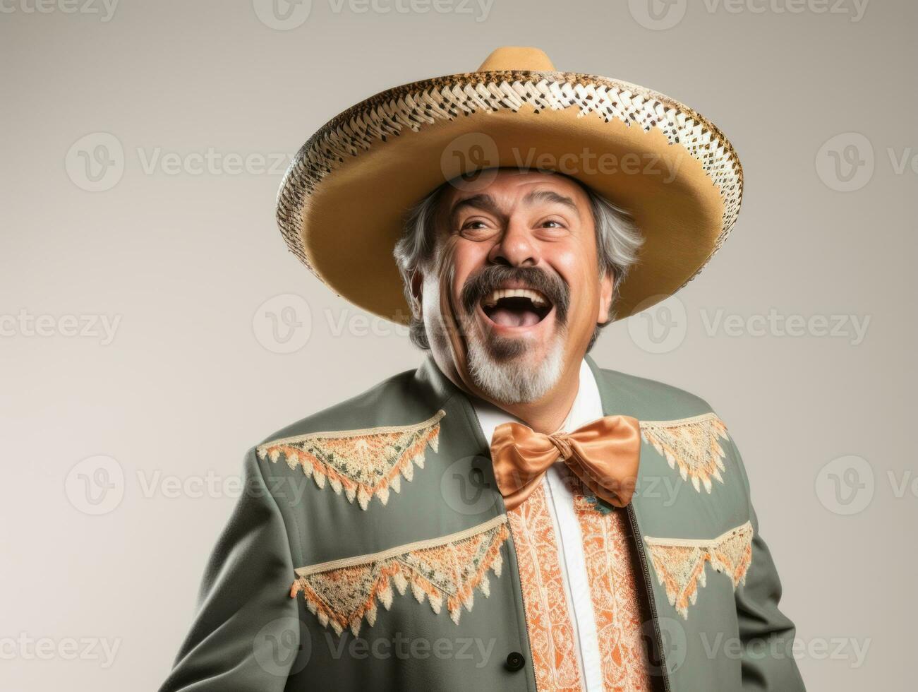 Mexikaner Mann im emotional Pose auf Weiß Hintergrund ai generativ foto