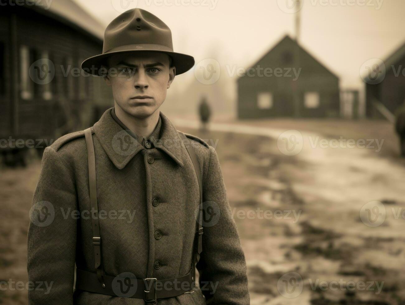 Mann dient wie ein gewidmet und furchtlos Soldat ai generativ foto