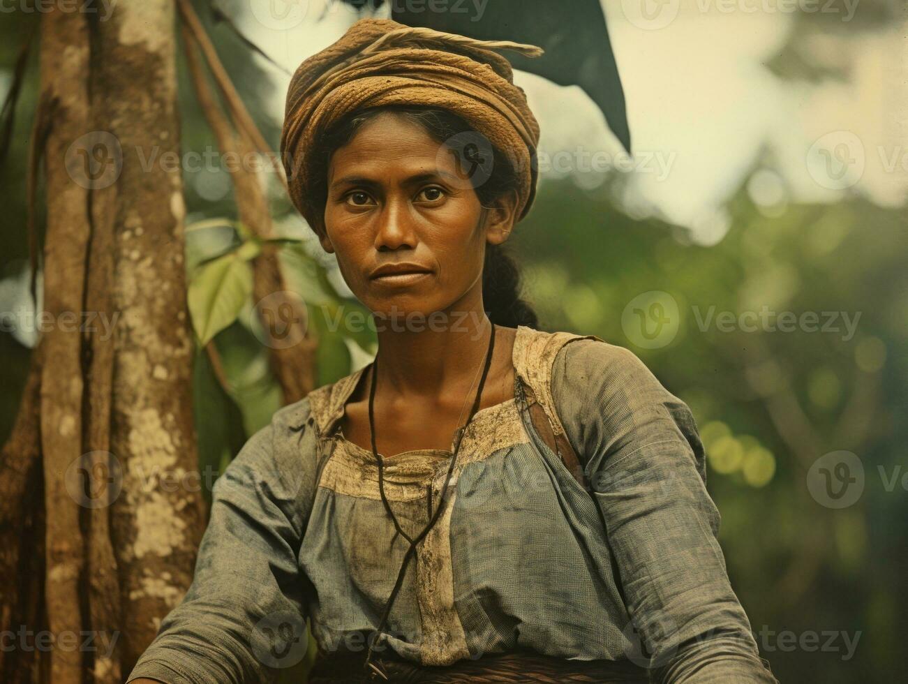 alt farbig fotografieren von ein Brasilianer Frau von das früh 1900s ai generativ foto