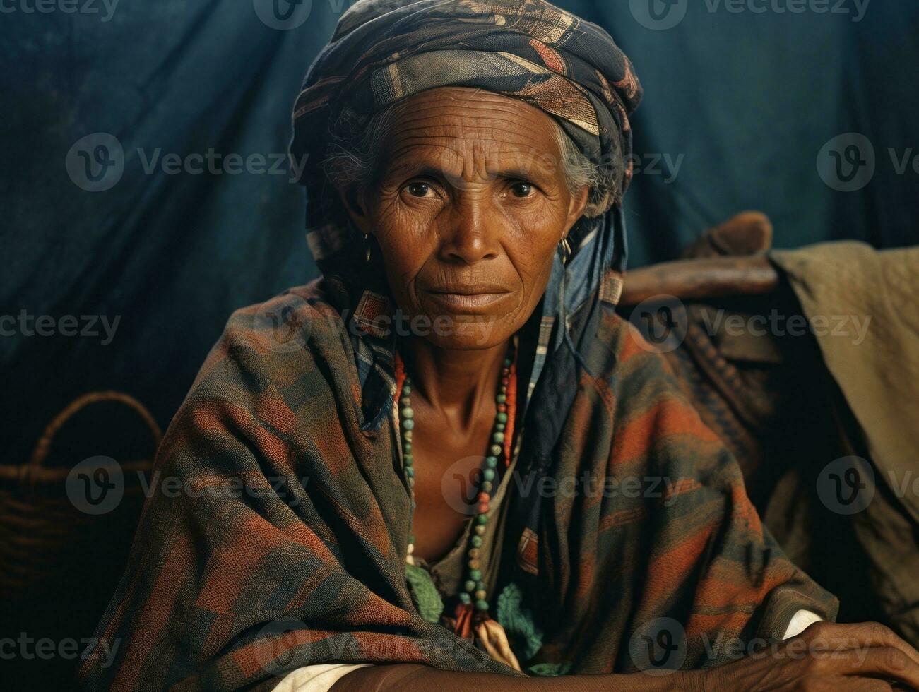 alt farbig fotografieren von ein Brasilianer Frau von das früh 1900s ai generativ foto