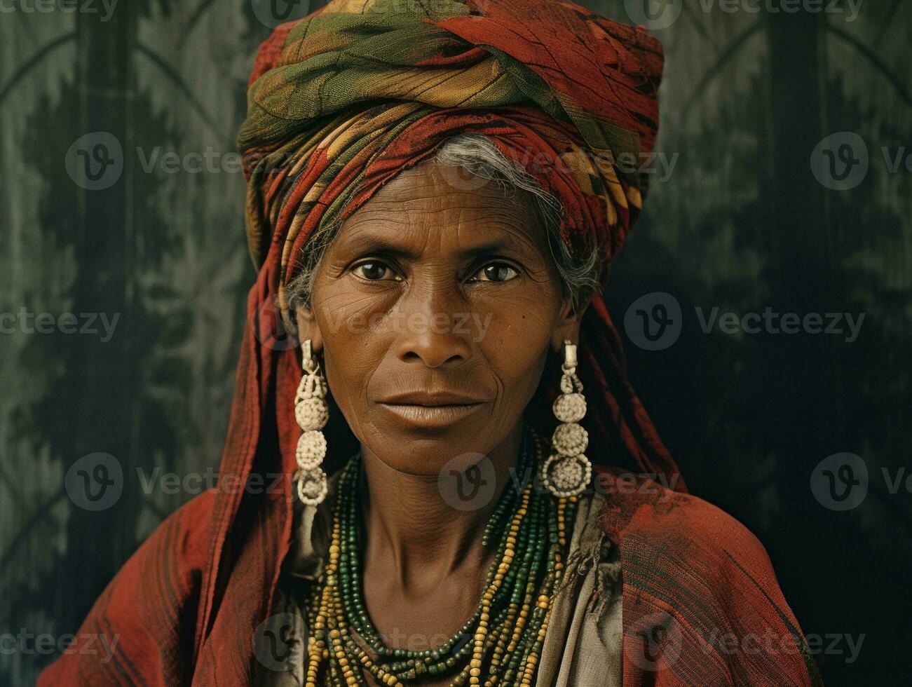 alt farbig fotografieren von ein Brasilianer Frau von das früh 1900s ai generativ foto