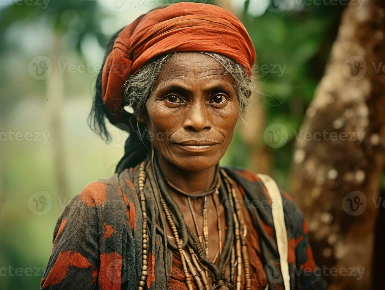 alt farbig fotografieren von ein Brasilianer Frau von das früh 1900s ai generativ foto