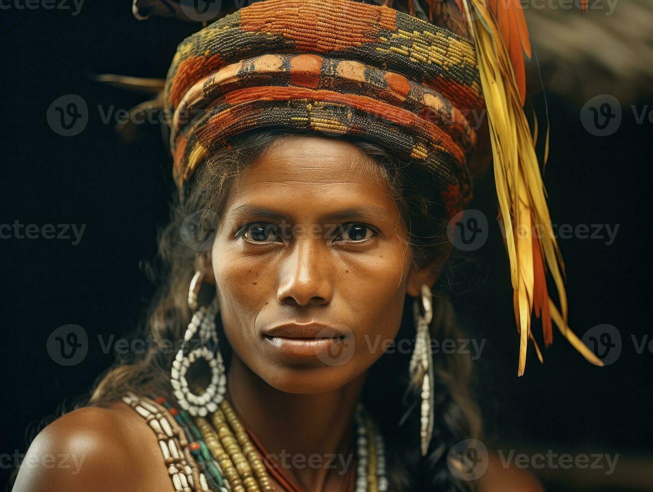 alt farbig fotografieren von ein Brasilianer Frau von das früh 1900s ai generativ foto