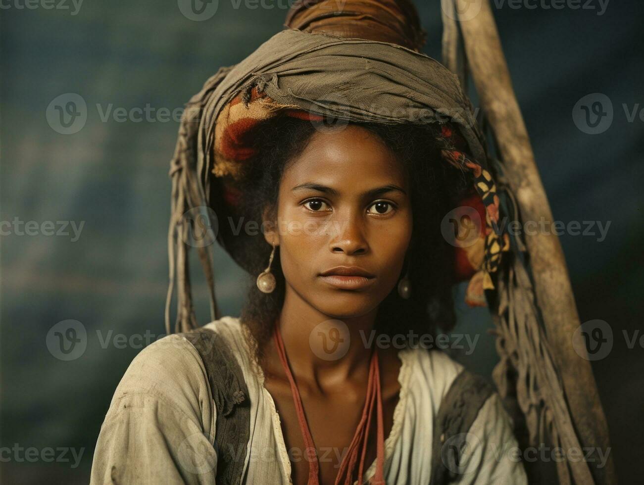 alt farbig fotografieren von ein Brasilianer Frau von das früh 1900s ai generativ foto