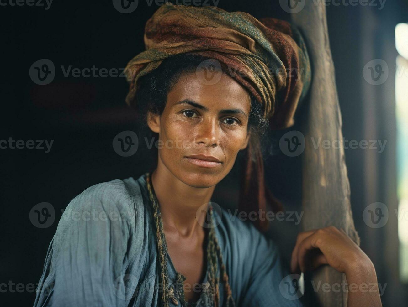 alt farbig fotografieren von ein Brasilianer Frau von das früh 1900s ai generativ foto