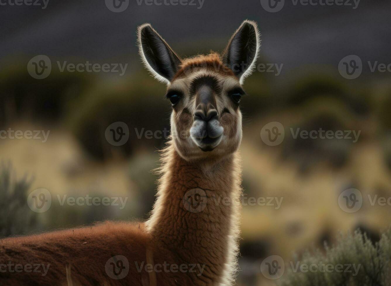 Guanaco Porträt erstellt mit generativ ai Technologie foto