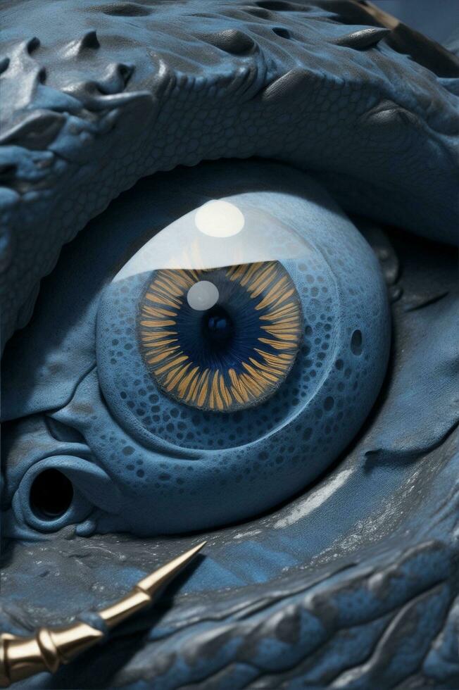 Blau Auge Drachen ai generativ foto