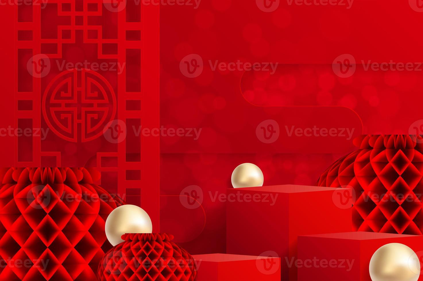 podium runde bühne podium und papierkunst rot chinesisch foto
