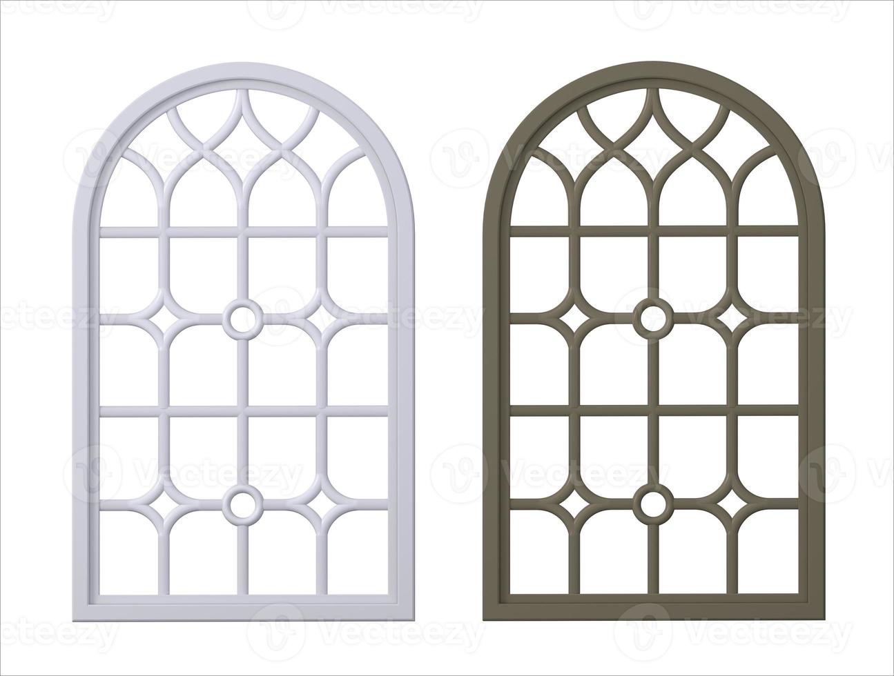 gotisches klassisches Bogenfenster aus Holz Set foto