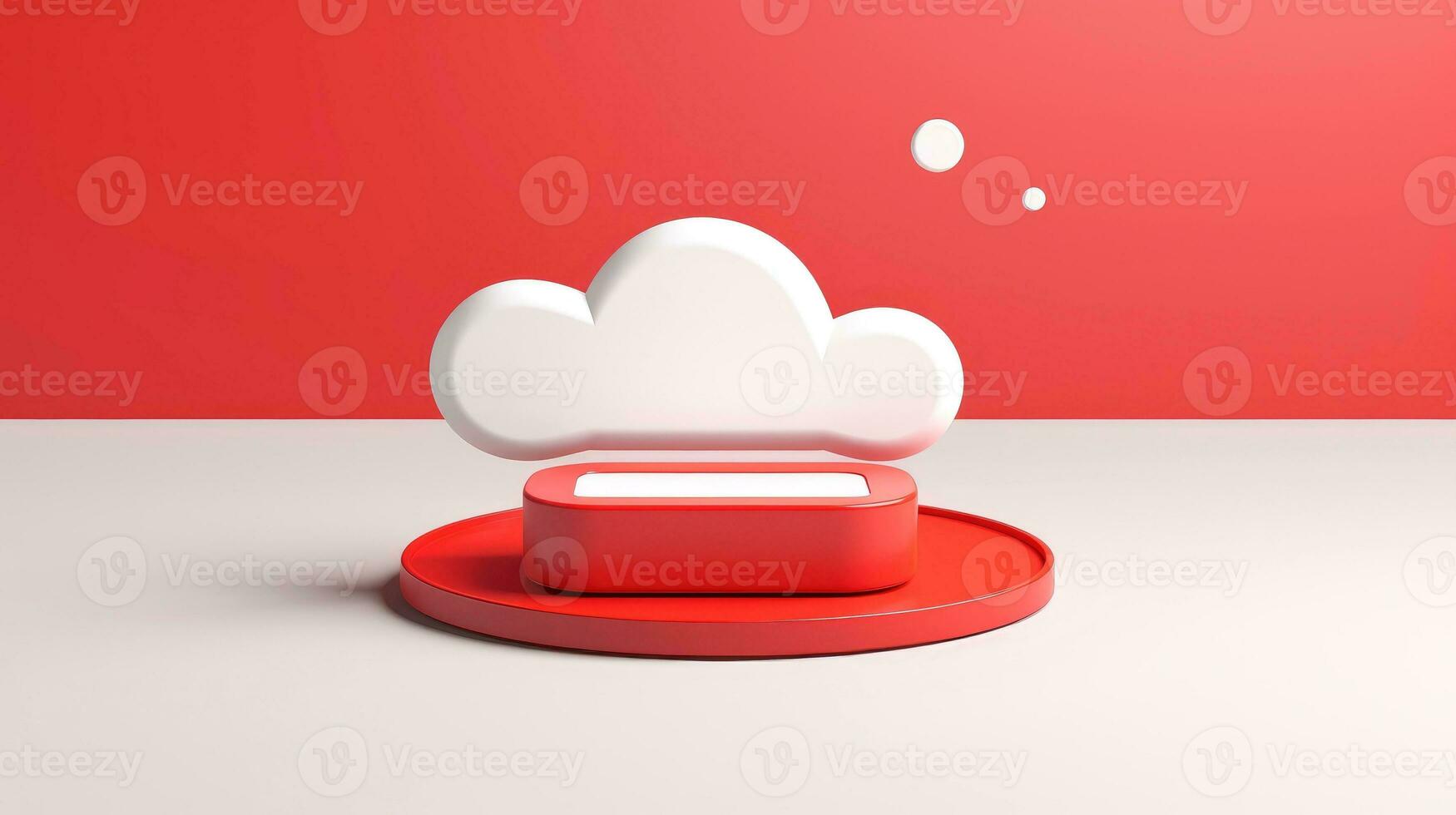 3d rot Weiß Wolke Symbol minimal Stil, Wolke Computing online Service, Digital Technologie Sicherheit Konzept, generativ ai Illustration foto