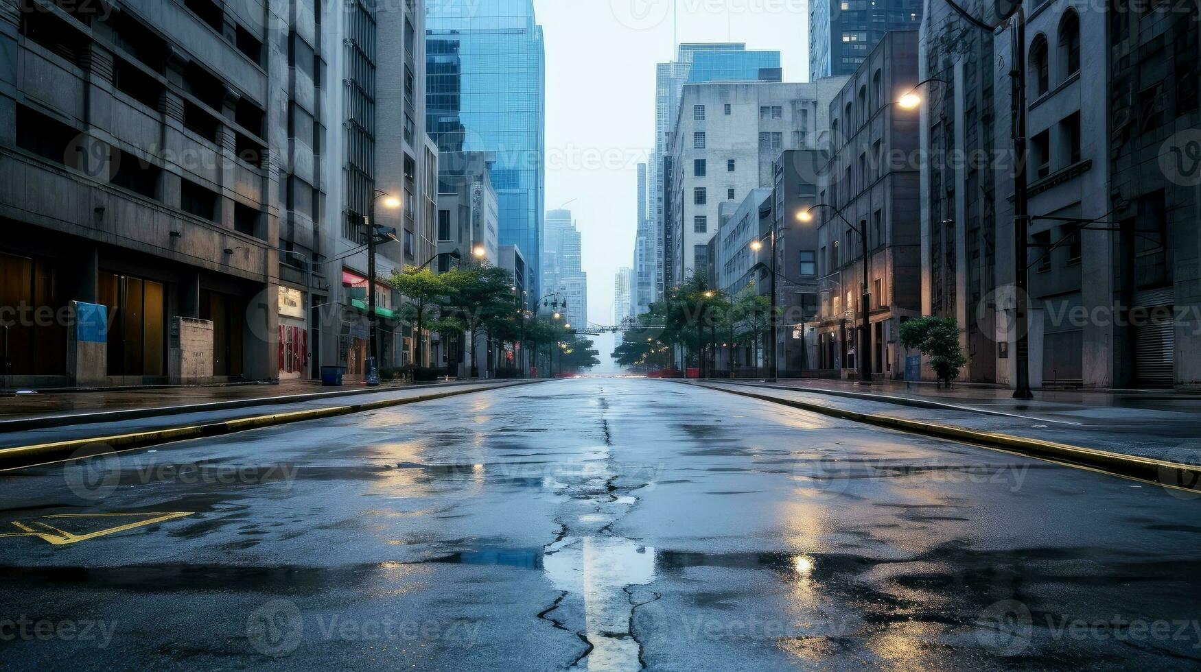 klassisch die Architektur und städtisch Straßen, leeren Straße im das Stadt, generativ ai Illustration foto