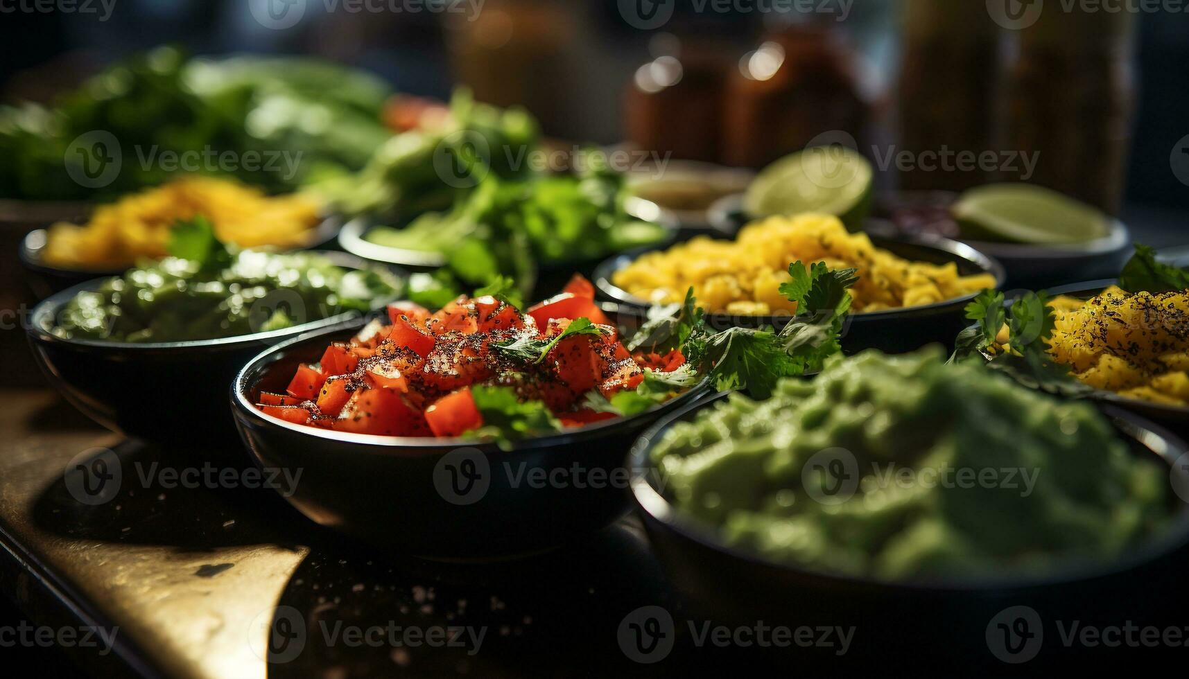 Frische und Natur auf ein Platte, ein gesund Vegetarier Mahlzeit generiert durch ai foto