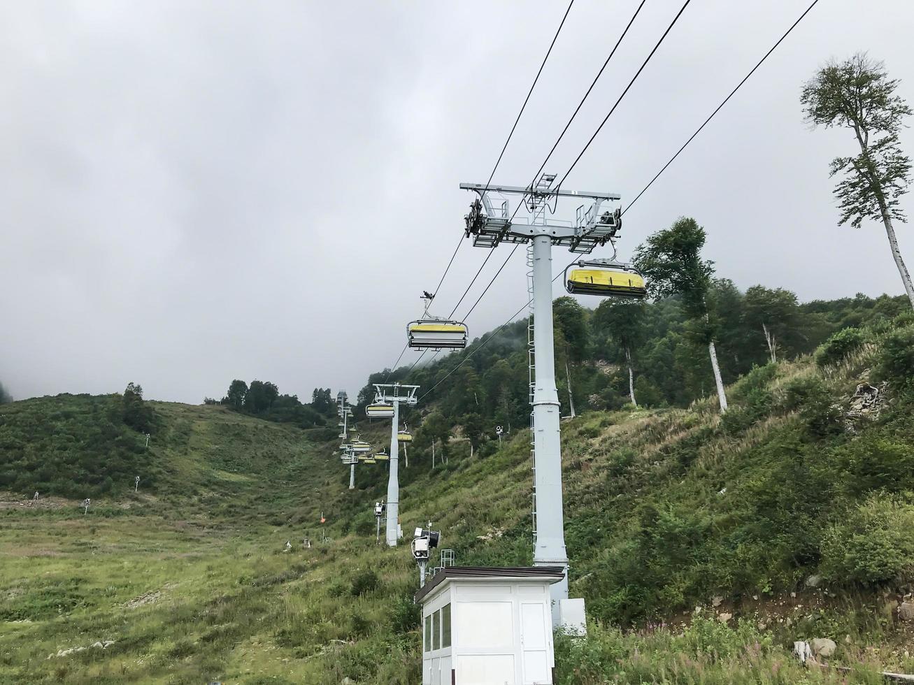 die Seilbahn im Kaukasus. Untersicht. sotschi gebiet, roza khutor, russland foto