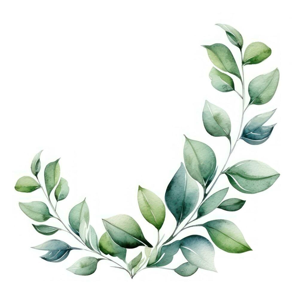Grün Aquarell botanisch Blätter und Geäst Rahmen foto