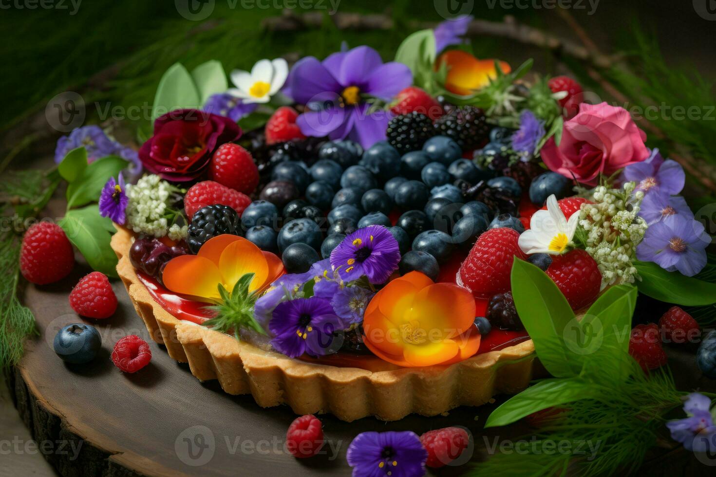 Obst Kuchen Platte. generieren ai foto