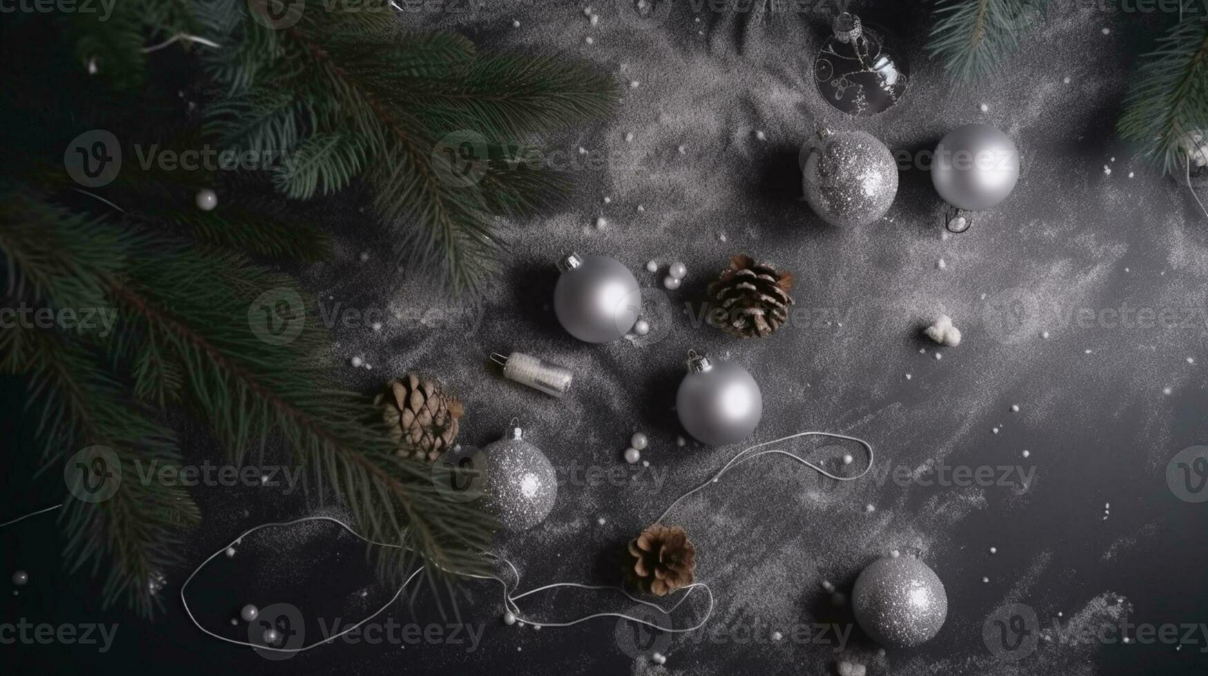 Weihnachten Ornamente mit Geschenk Kisten , Tanne und Kopieren Raum ai generativ foto