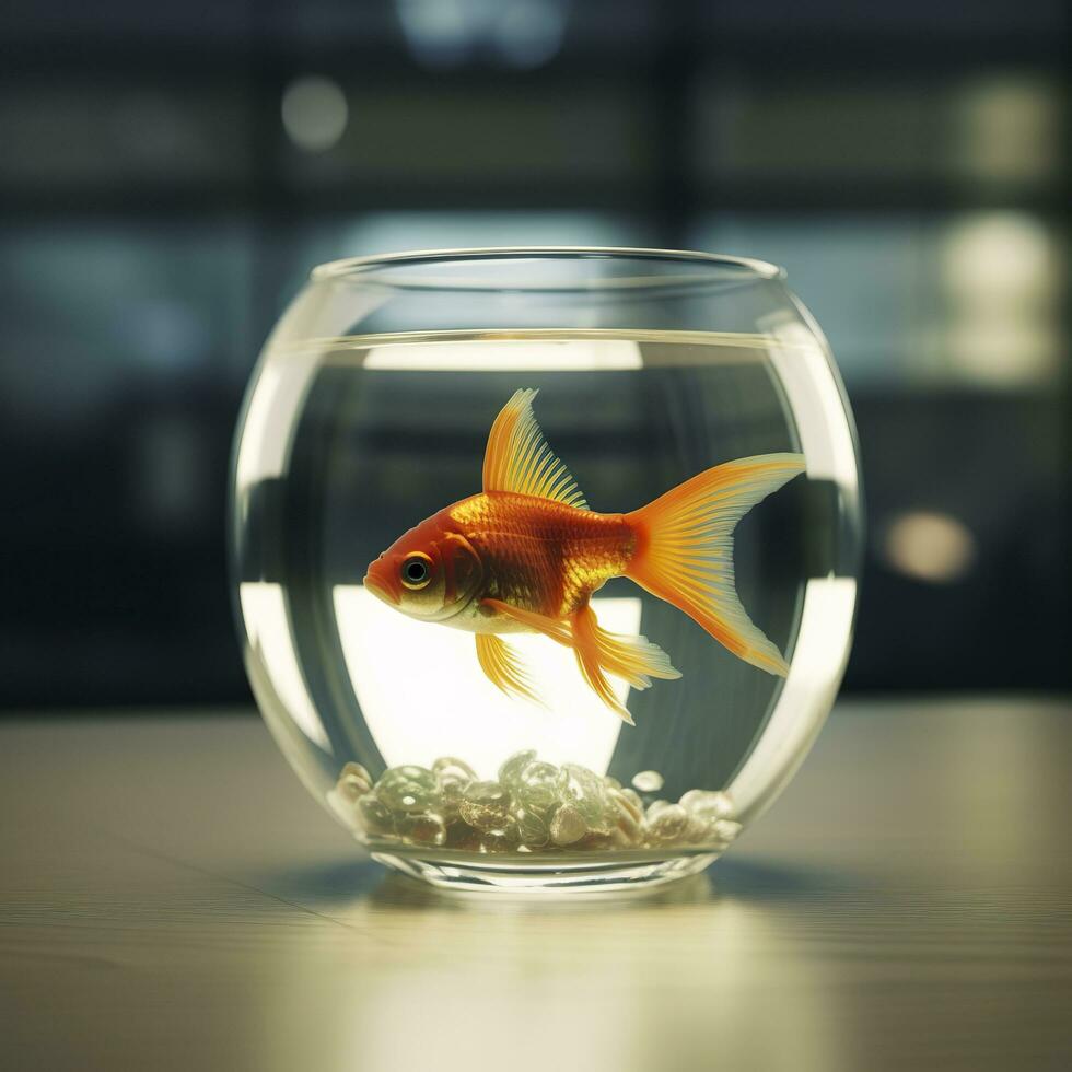 schön farbig Goldfisch schwimmen im das klar Aquarium Wasser. 3d Animation Schwimmen Goldfisch. ai generativ foto