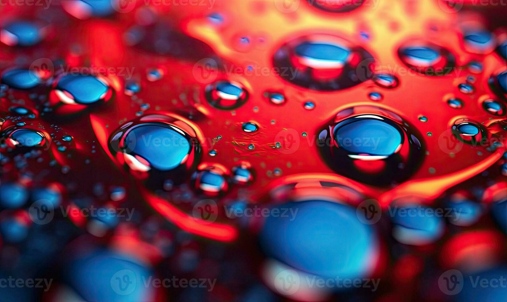 Nahansicht mehrfarbig Tropfen von Wasser auf Oberfläche. erstellt mit ai Werkzeuge foto