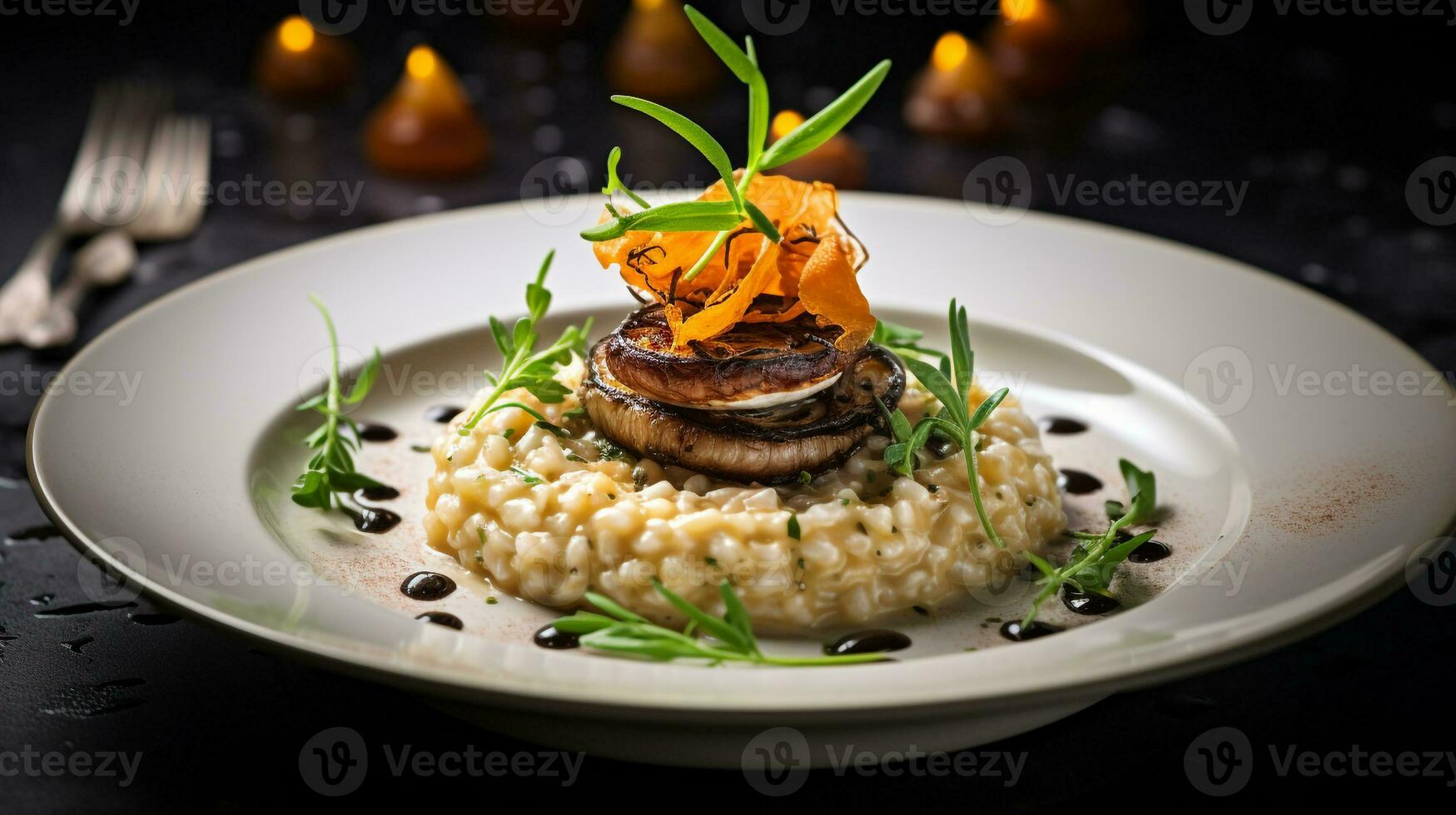 Foto von Trüffel Risotto wie ein Gericht im ein hochwertig Restaurant. generativ ai