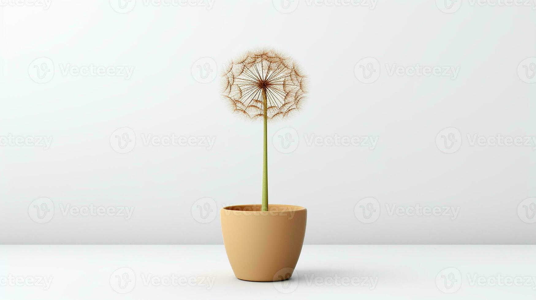 Foto von Löwenzahn Blume im Topf isoliert auf Weiß Hintergrund. generativ ai