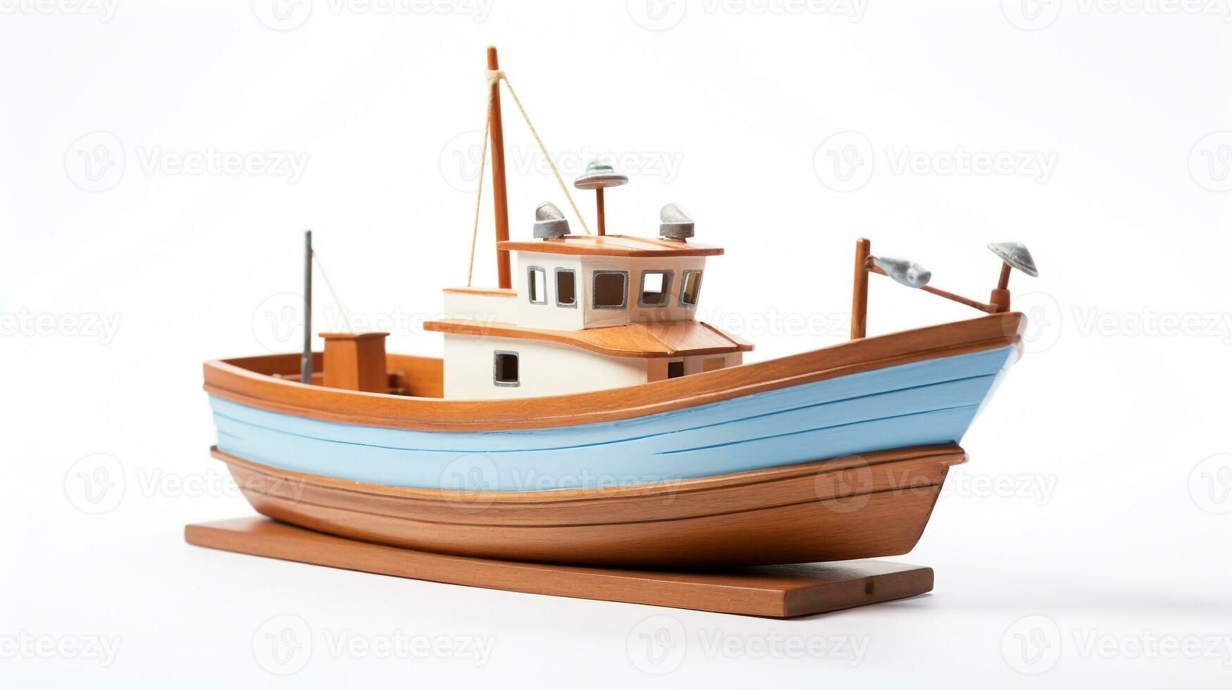 Anzeigen ein 3d Miniatur Boot. generativ ai foto