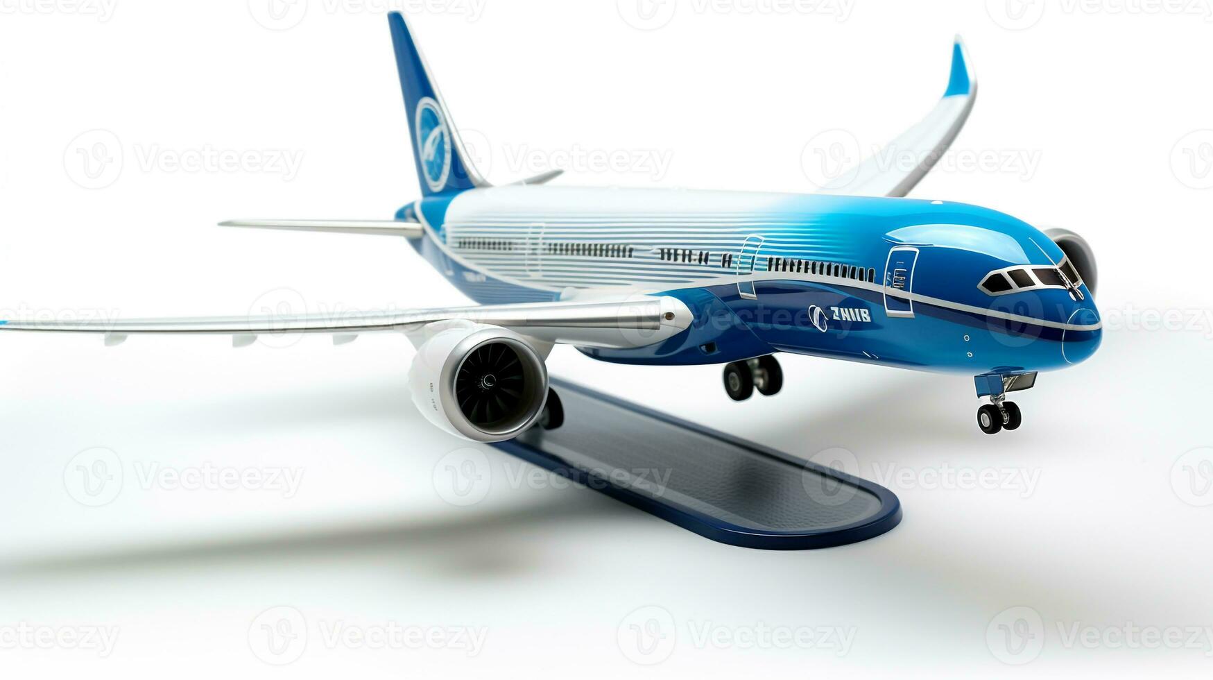 Anzeigen ein 3d Miniatur boeing 787 Traumliner. generativ ai foto
