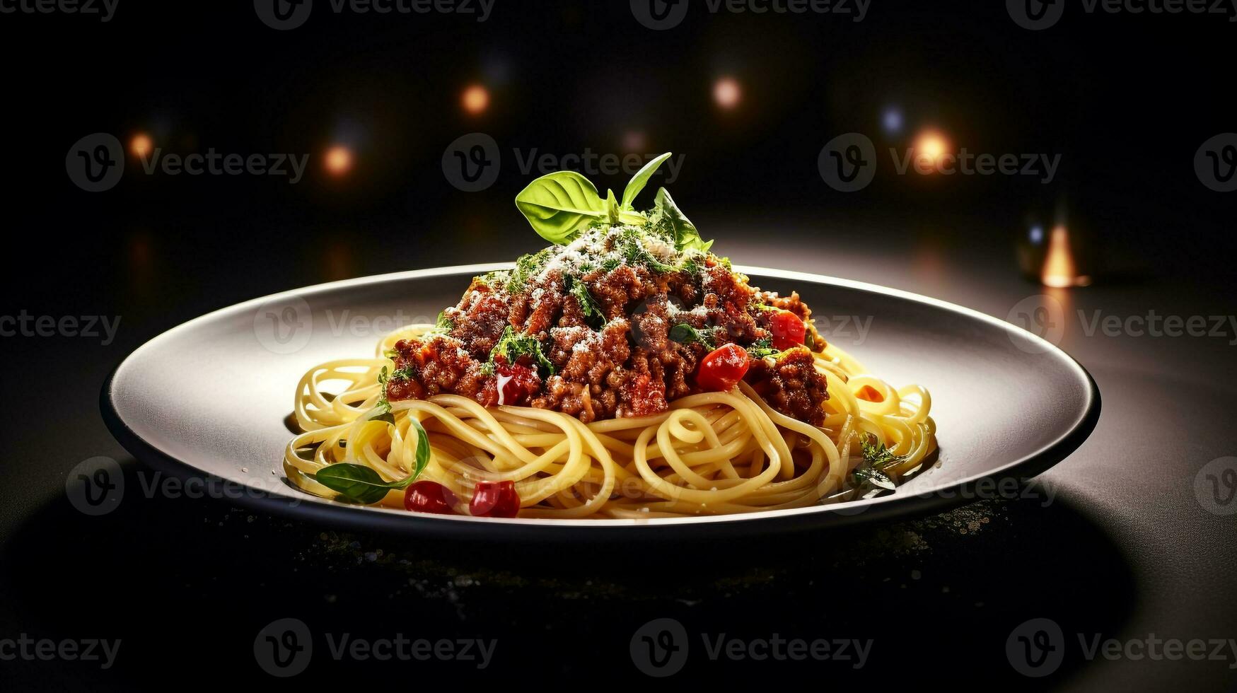 Foto von Spaghetti Bolognese wie ein Gericht im ein hochwertig Restaurant. generativ ai