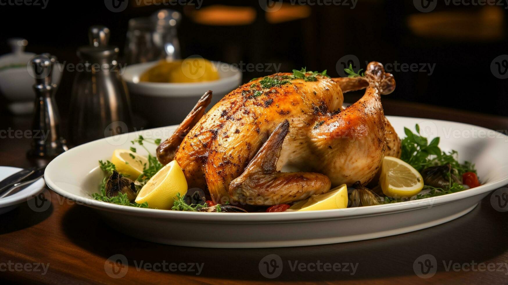 Foto von Zitrone Kraut braten Hähnchen wie ein Gericht im ein hochwertig Restaurant. generativ ai