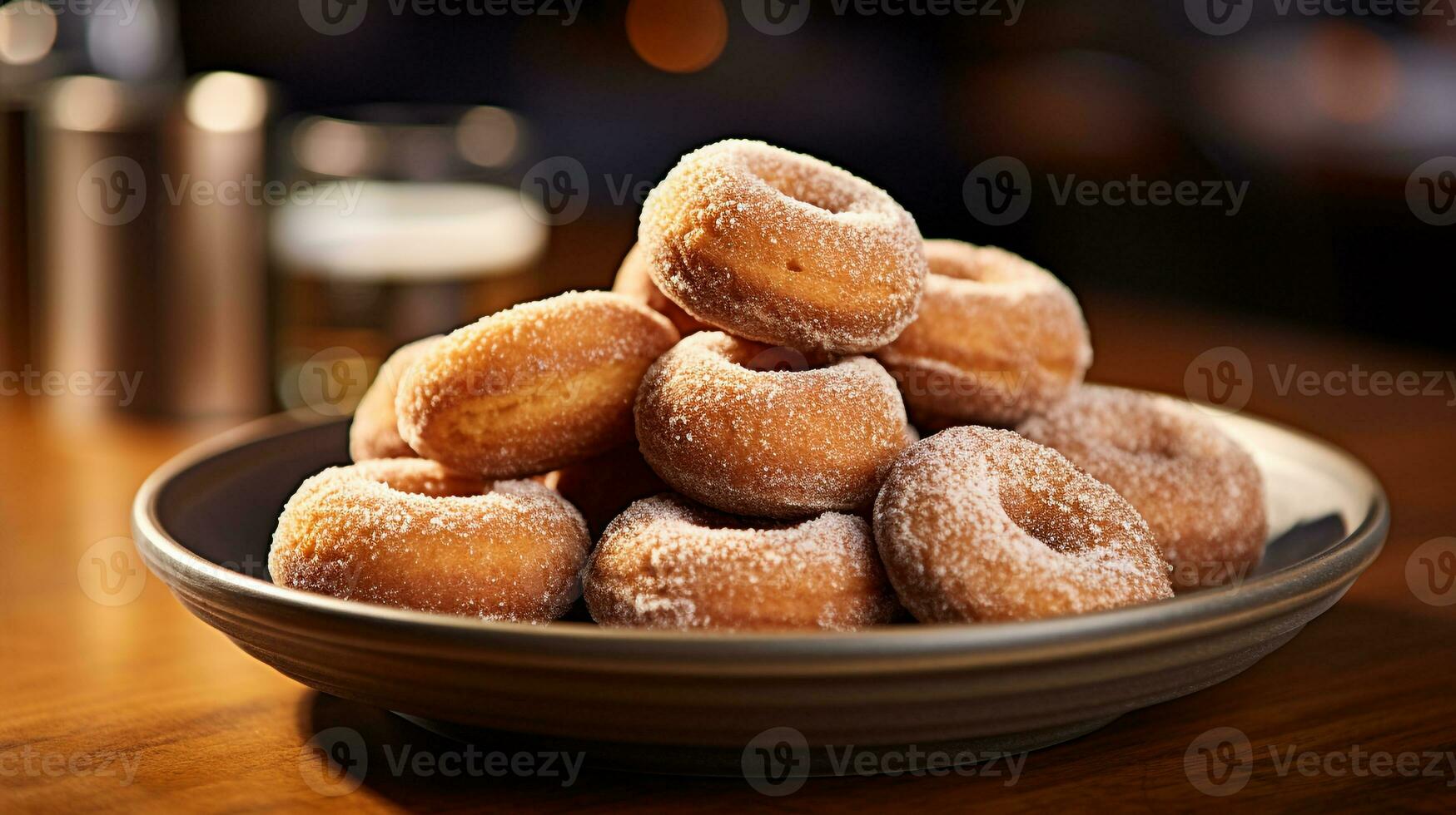 Foto von Apfelwein Donuts wie ein Gericht im ein hochwertig Restaurant. generativ ai