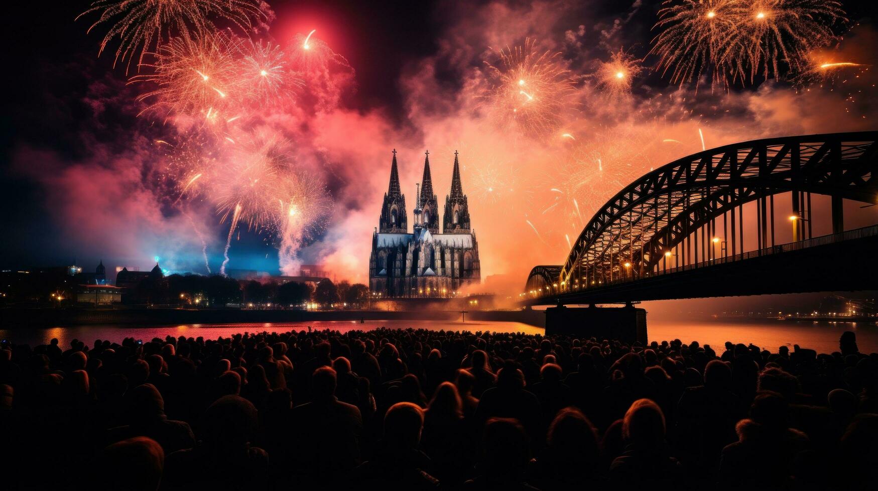 Feuerwerk Licht oben das Himmel über Köln Karneval Feierlichkeiten foto