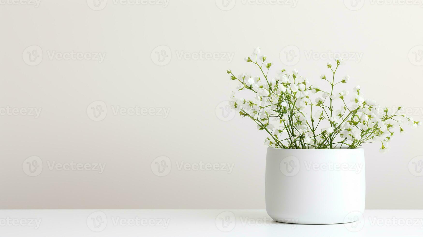 Foto von Gypsophila Blume im Topf isoliert auf Weiß Hintergrund. generativ ai