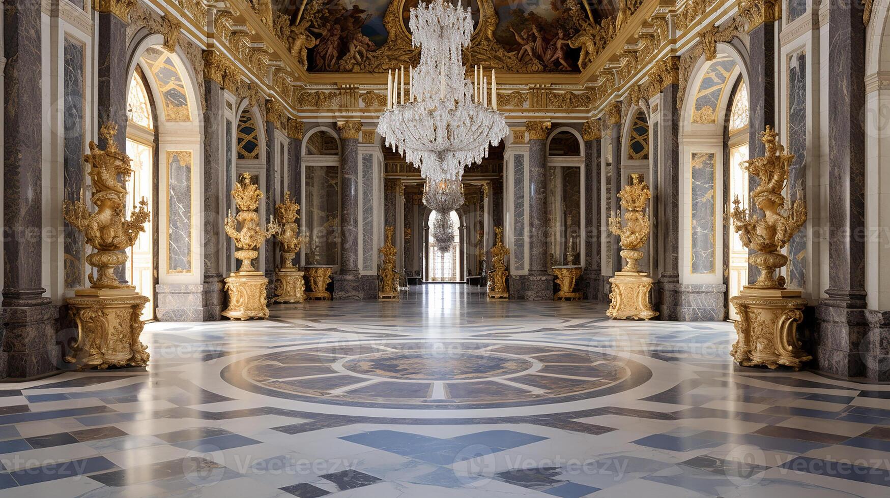 Foto von das Zimmer mit das Innere Design von das Palast von Versaille, Frankreich. generativ ai