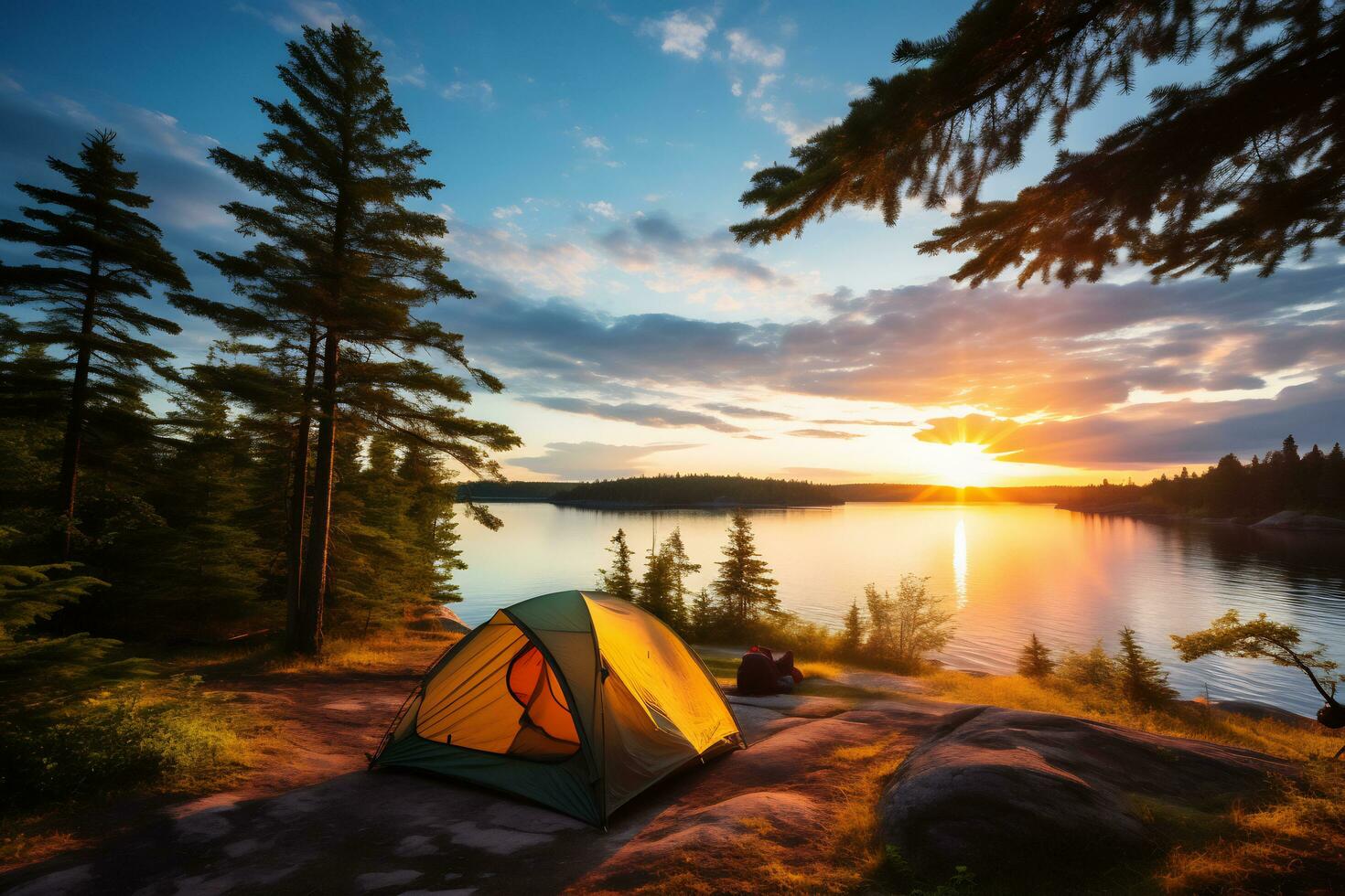 Bild von Nervenkitzel draussen Abenteuer, wandern, Camping, Kajak fahren foto