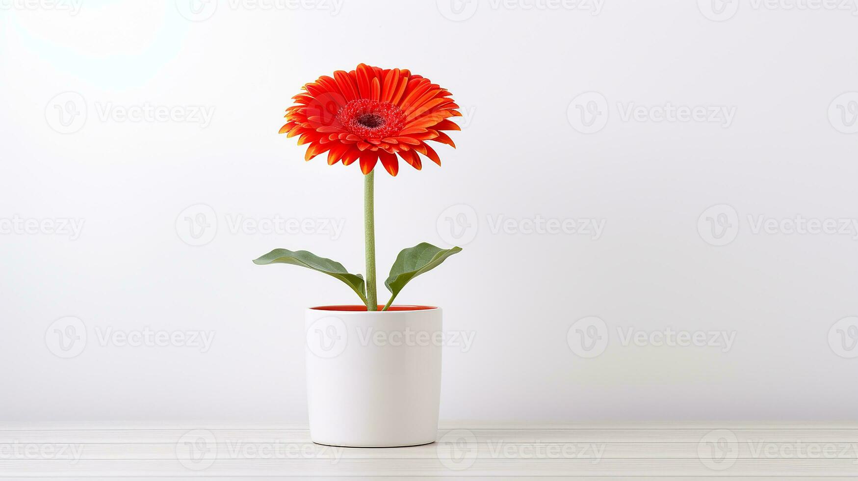 Foto von Gerbera Blume im Topf isoliert auf Weiß Hintergrund. generativ ai