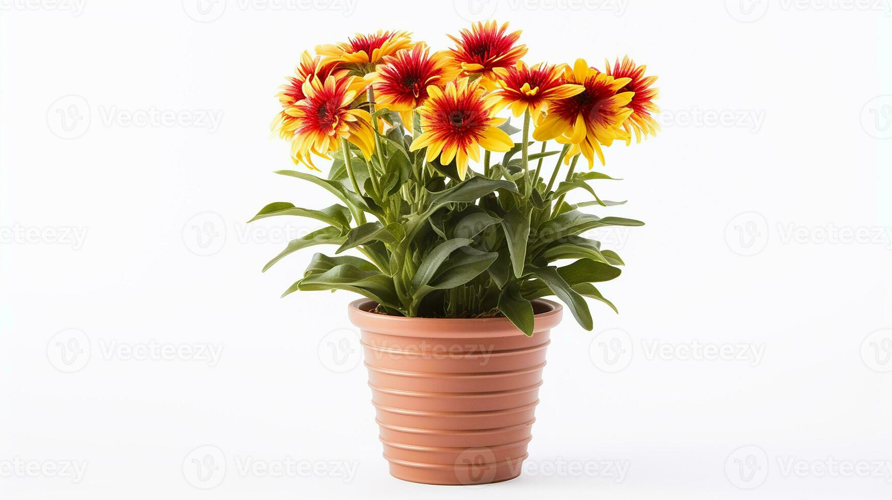 Foto von Gaillardia Blume im Topf isoliert auf Weiß Hintergrund. generativ ai