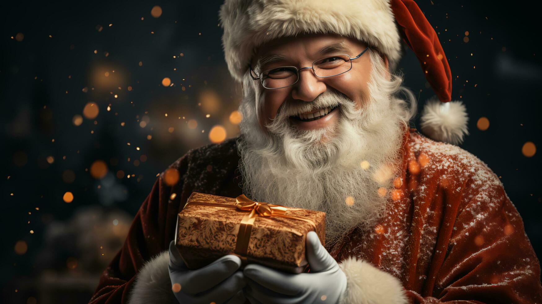 Santa claus mit ein Geschenk zum Neu Jahr und Weihnachten foto