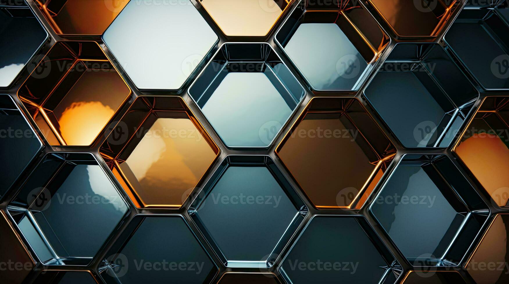abstrakt Glas Symmetrie Bienenstock Textur Chrom generativ ai foto