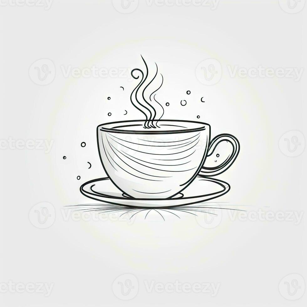 kontinuierlich Linie Zeichnung von ein Tee und Kaffee Tasse Symbol foto