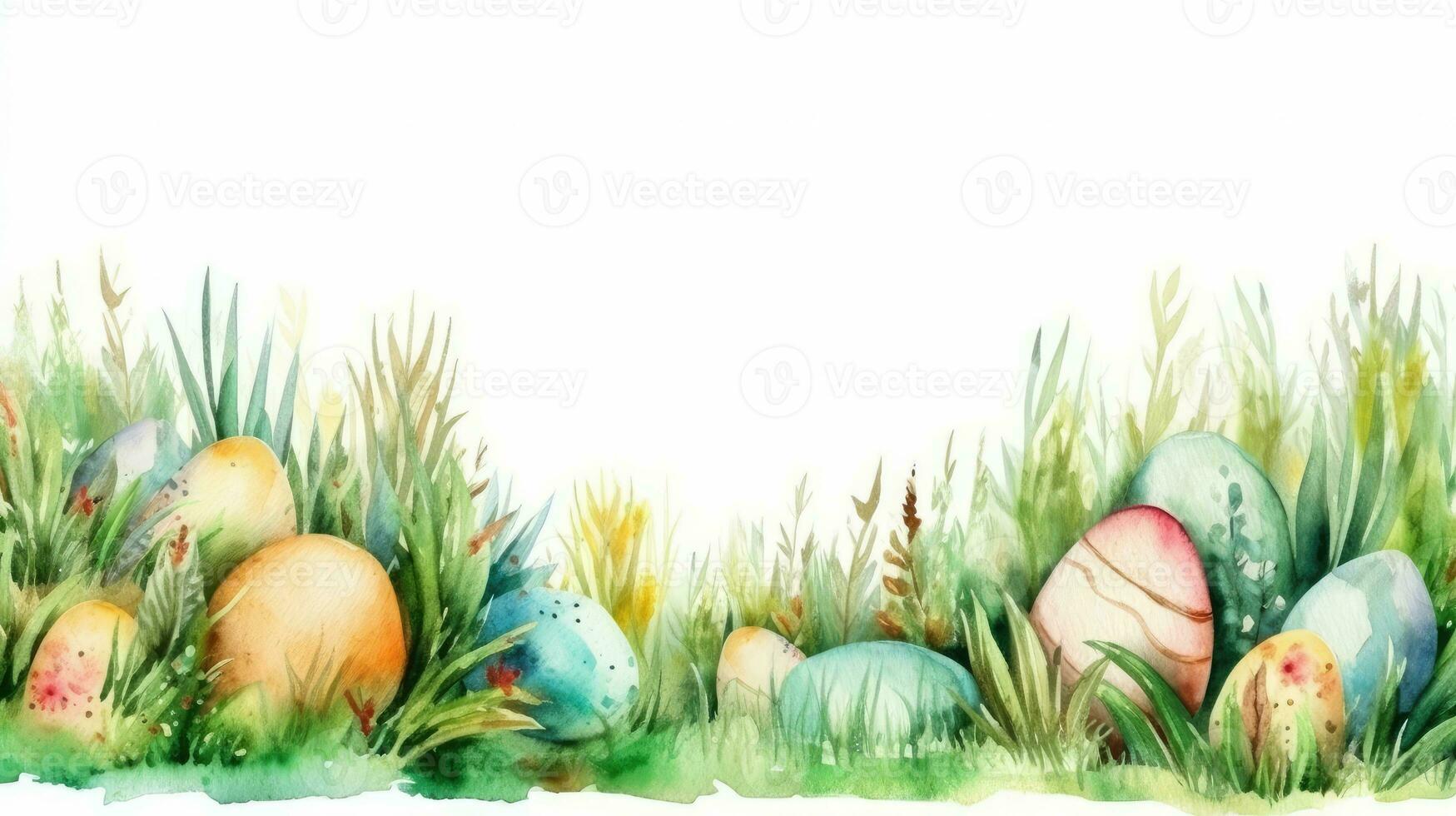 Ostern Eier Rand Rahmen mit Aquarell Grün Gras foto