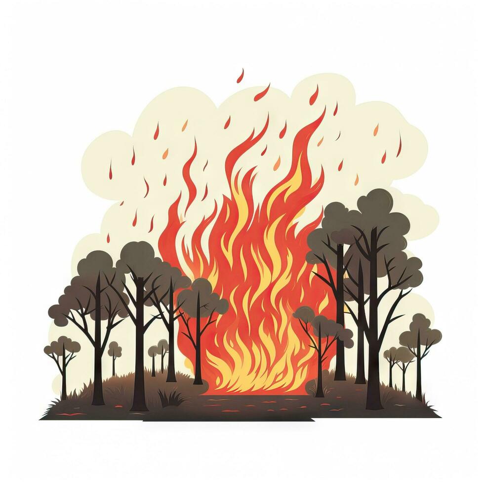 Verbrennung Wald im eben minimalistisch Animation ai generiert foto