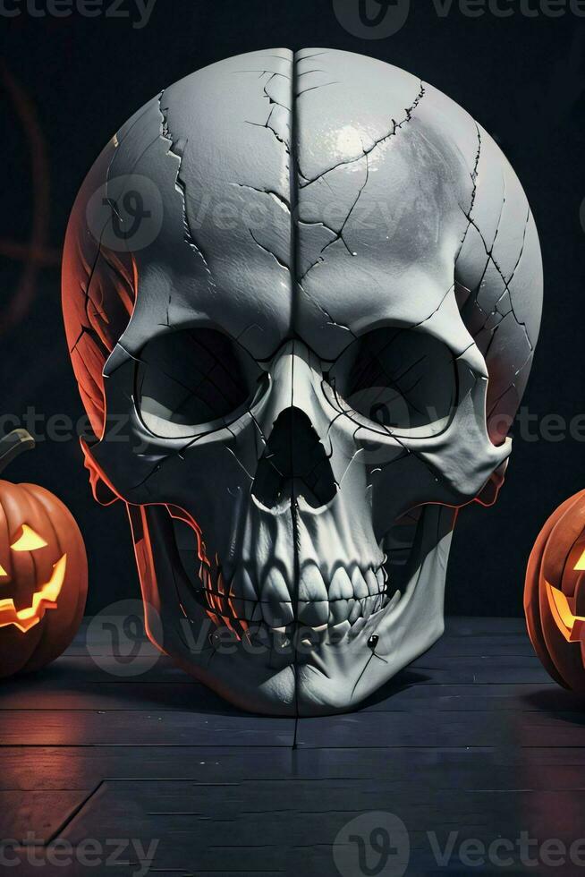 Halloween filmisch Poster mit Schädel und Kürbisse Hintergrund foto