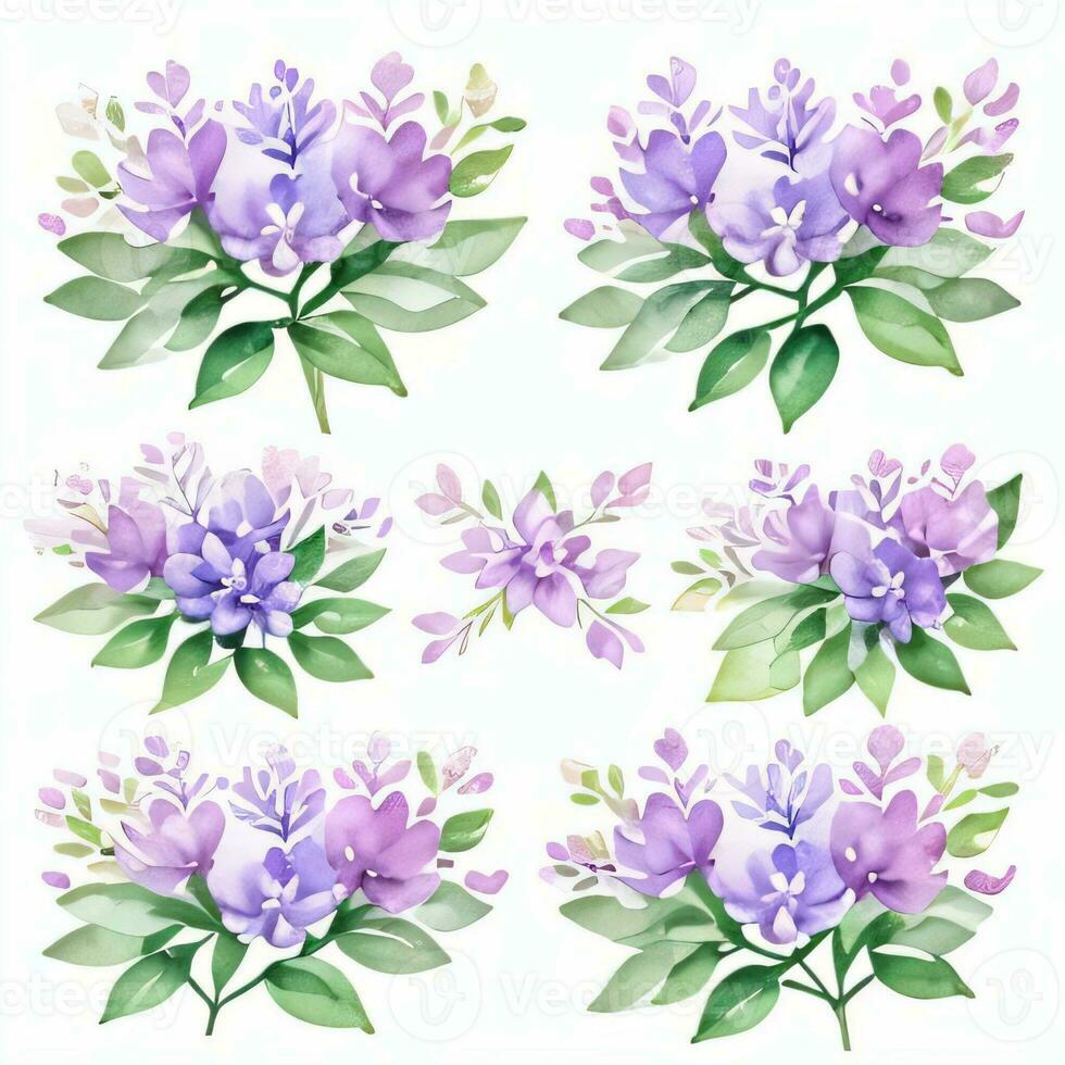 Aquarell lila Blumen Clip Art foto